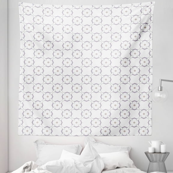 Modern Tapestry, Geometrical Concept Pattern of Small Rhombuses in Octagons Along Abstract Shapes, Fabric Wall Hanging Decor for Bedroom Living Room Dorm, 5 Sizes, Pale Purple, by Ambesonne
