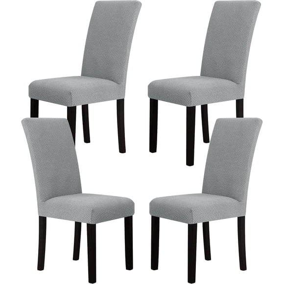Woeilo Set of 4 Stretchy Chair Slipcovers for Dining Room Chairs - Non-Slip, Removable, and Washable Parson Chair Covers in Light Grey