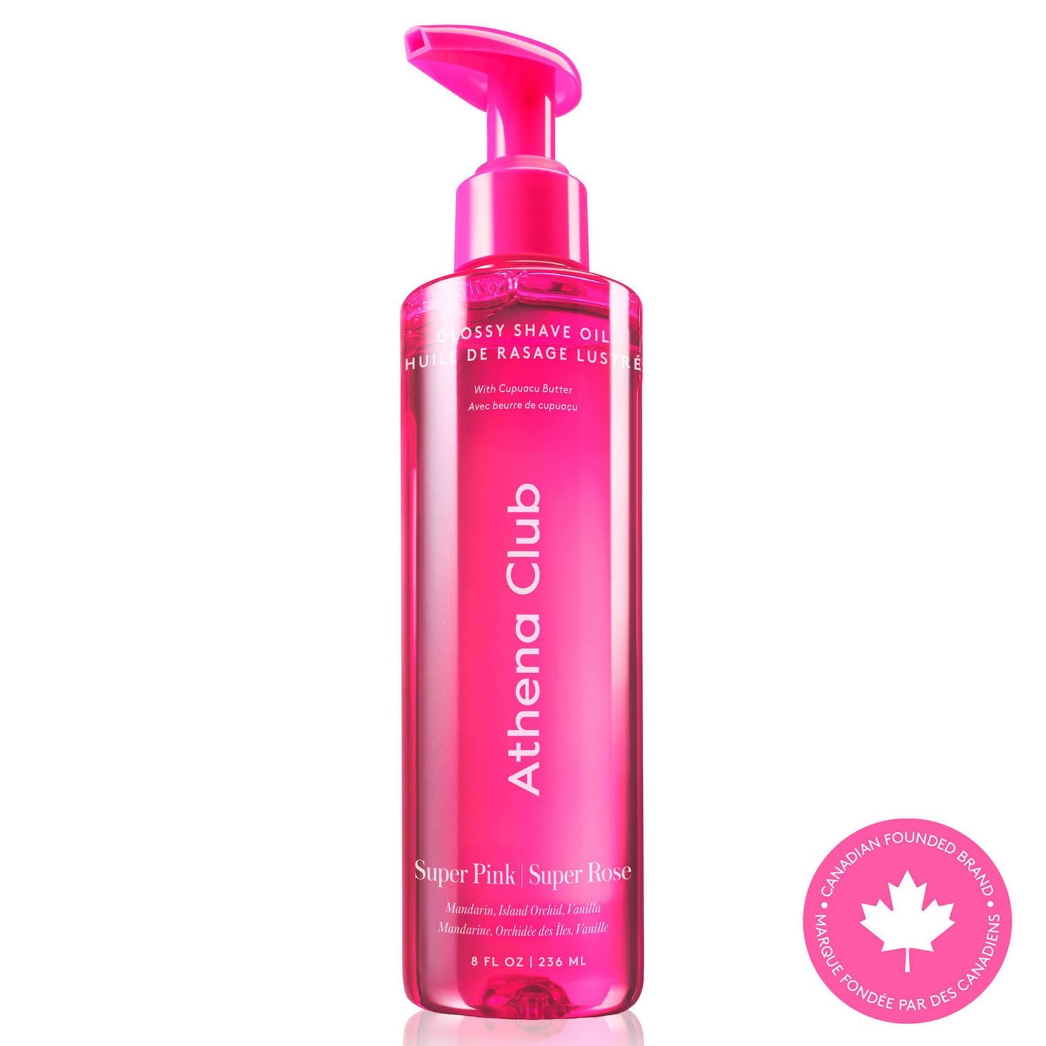 Athena Club Glossy Shave Oil, Super Pink - 236 mL, Innovative oil-serum hybrid.