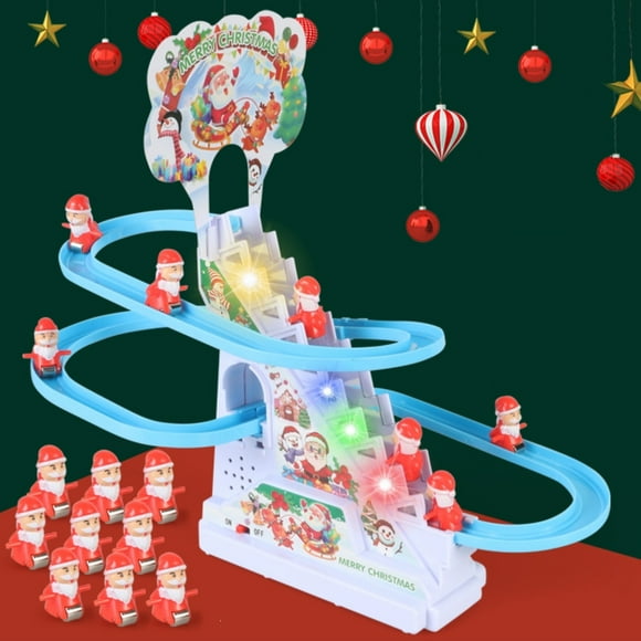 Oefntac Cars Toys Santa Claus Slide Rail Car Automatic Stair Climbing Cute And Lovely Children's Toys Relieve Stress And Puzzle Toys Easy to Clean and Maintain for Different Ages
