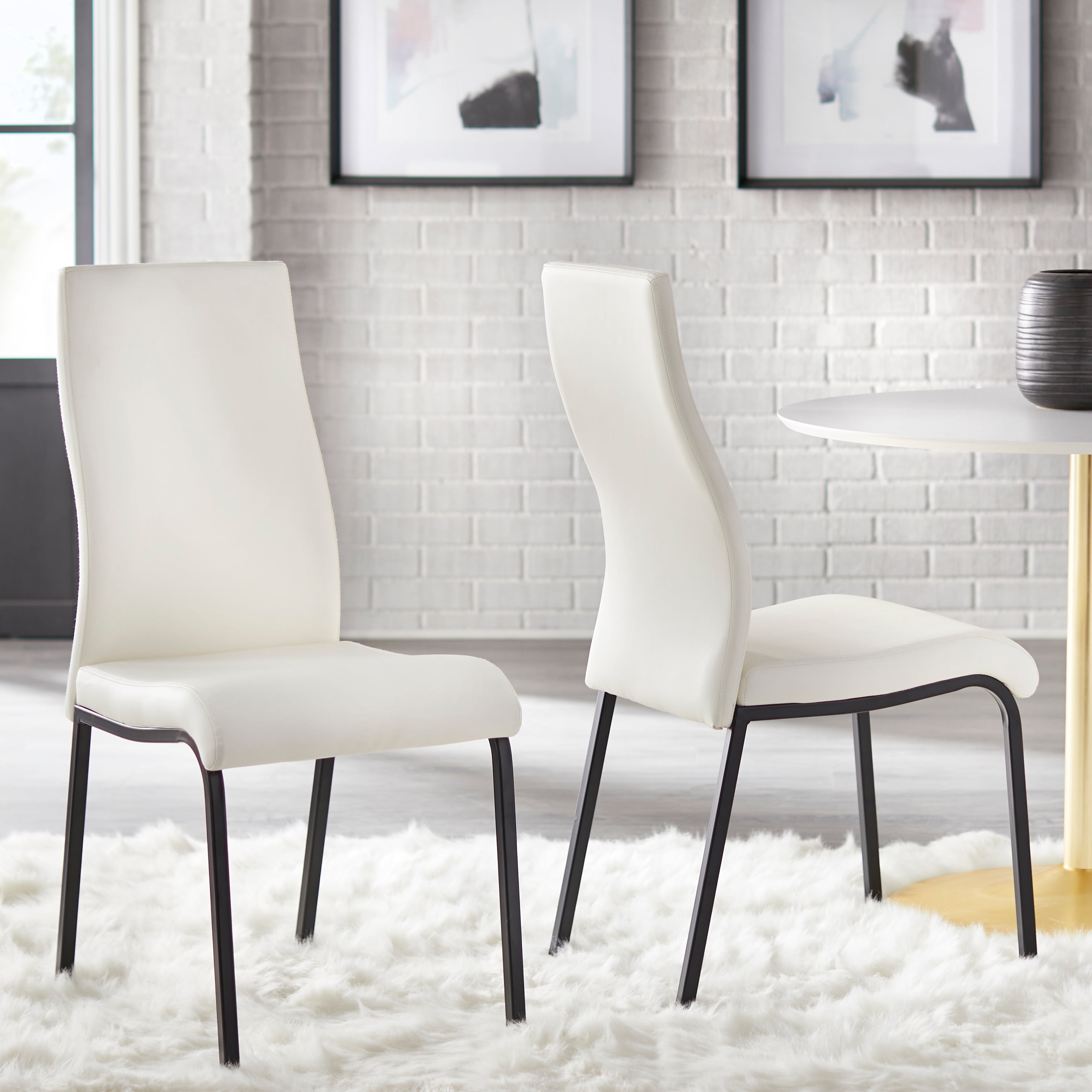 Simple Living Nora Dining Chairs Set of 2, Gray/White Chrome Finish