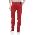 thumbnail image 2 of Men's Skinny Fit Distressed Quilted Stretch Fashion Moto Zipper Jeans (RTZ Red, 36x32), 2 of 3