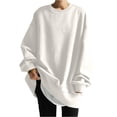 thumbnail image 2 of Women's Loose Casual Pullover Solid Color Sweatshirt, Simple Fall Winter Fashion with Comfort Fit and Soft Material for Everyday Use and Layering,White,2XL, 2 of 6