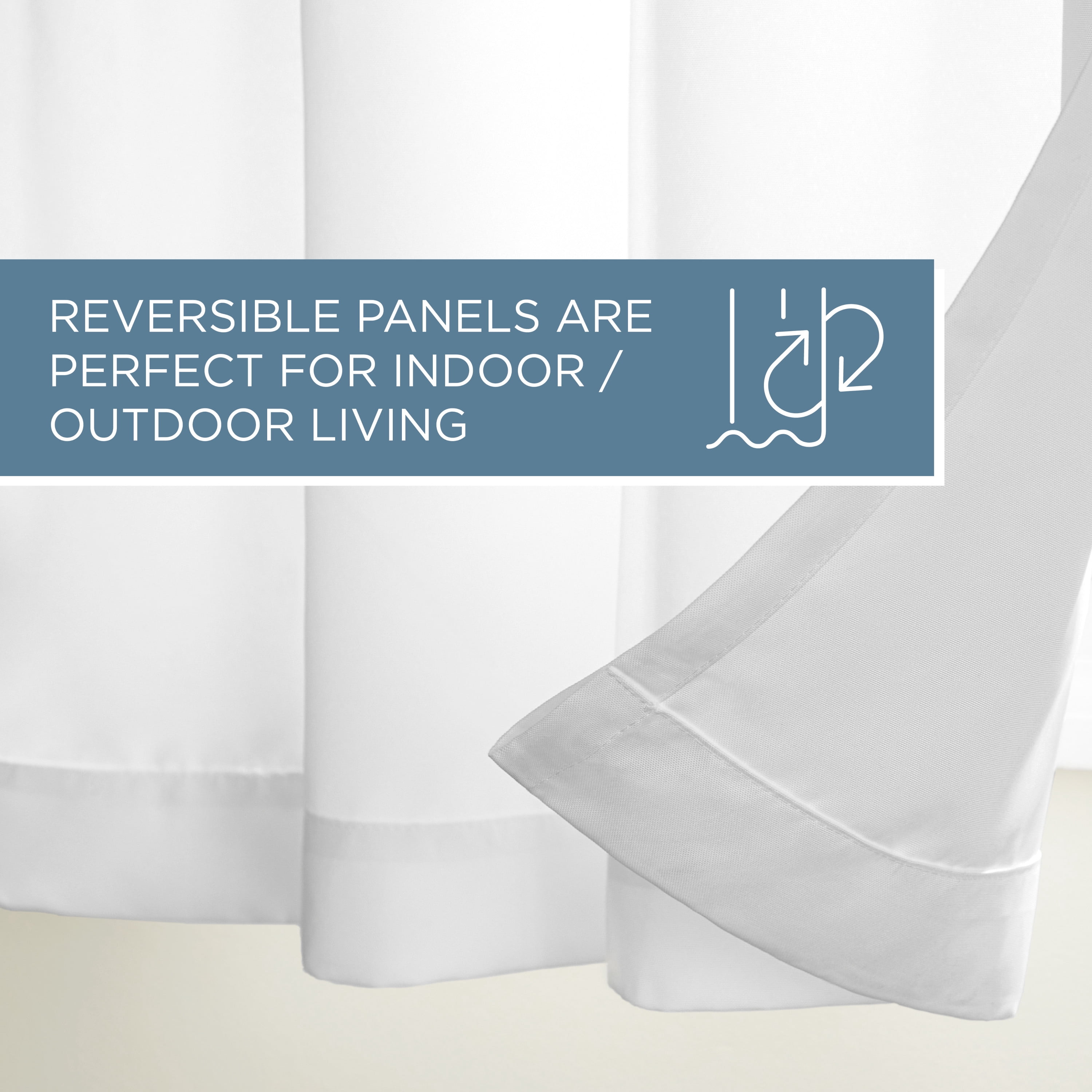 TOWN & COUNTRY BASICS Cabana Solid Heavyweight Indoor Outdoor Curtains, Light Filtering Opacity with Grommet Top, Water Repellent, 2-Pack Set, 54"x84", Winter White
