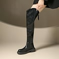 thumbnail image 6 of Taqqpue Knee High Boots Women Faux Leather Elastic Boots Low Heel Square Toe Side Zipper Fall Long Tall Boots for Women, 6 of 9