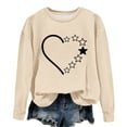 thumbnail image 4 of Jacenvly Valentine'S Day Present Long Sleeve Shirts Heart Pattern Crewneck Loose Fashion Fashion Women Round Neck T-Shirt Printing Sweatshirt Blouse Tops Beige, 4 of 4