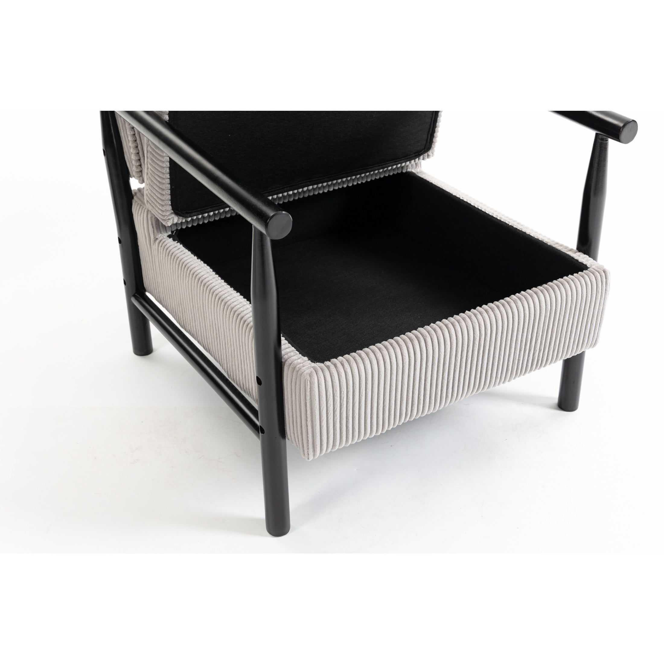 GDF Studio Almere Mid-Century Modern Accent Chair with Under-Seat Storage, Corduroy Reading Armchair, Grey