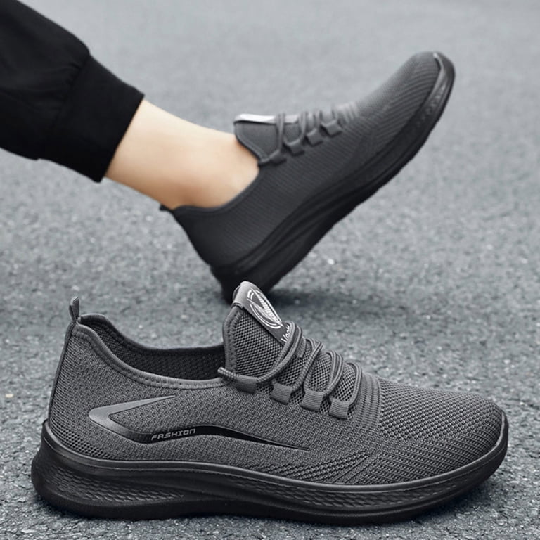 ?Men\'s Grey/Black Spandex Low Top Quick Dry Comfortable Lace up Shoes Dakaela Mens Canvas Shoes Casual Tennis Low Top Sneakers  main image 3