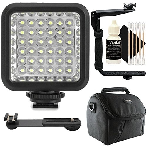 Luz LED para fotografía y vídeo, soporte para flash, funda y kit de limpieza