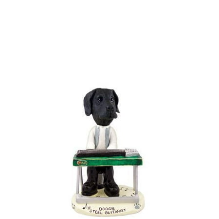 Black Great Dane Figurine - Great Dane Black w/Uncropped Ears Steel Guitarist Doogie Collectable Figurine