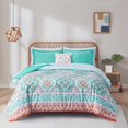 thumbnail image 2 of Degrees of Comfort Boho Bed in a Bag Queen Size, Lattice 8 Piece Complete Comforter Set with Sheet for Teenage Girl, Microfiber Teal Bedding Set with Side Pockets, Matching Decorative Pillow, Aqua, 2 of 14
