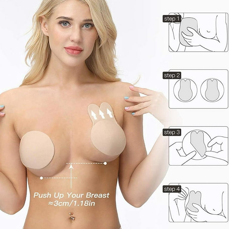 Women's Adhesive Rabbit Bra Strapless Invisible Bra Breast Lift Up Nipple  Covers