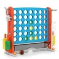 thumbnail image 1 of Costway Giant 4-in-a-Row Game Set with Ring-toss, Basketball Hoop, Golf Club & Cup Holders Light Green + Orange, 1 of 10