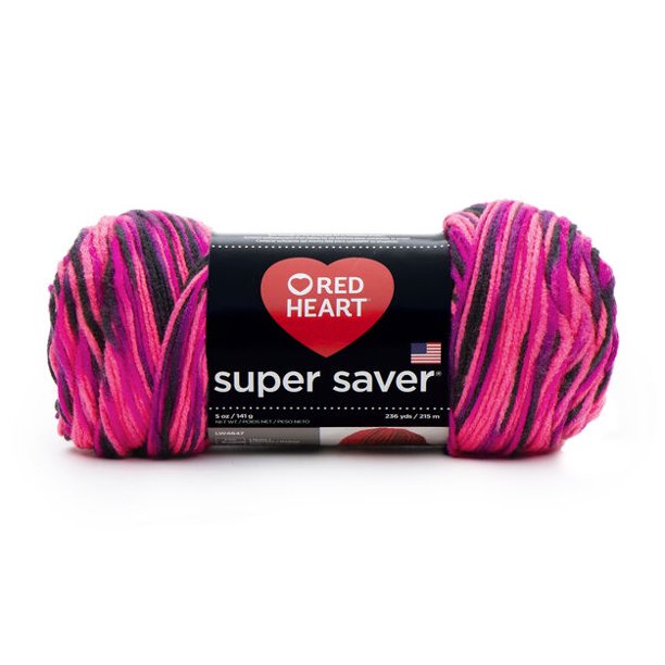 Red Heart Super Saver Yarn, Panther Pink, Arcylic, 198g, MultiColor