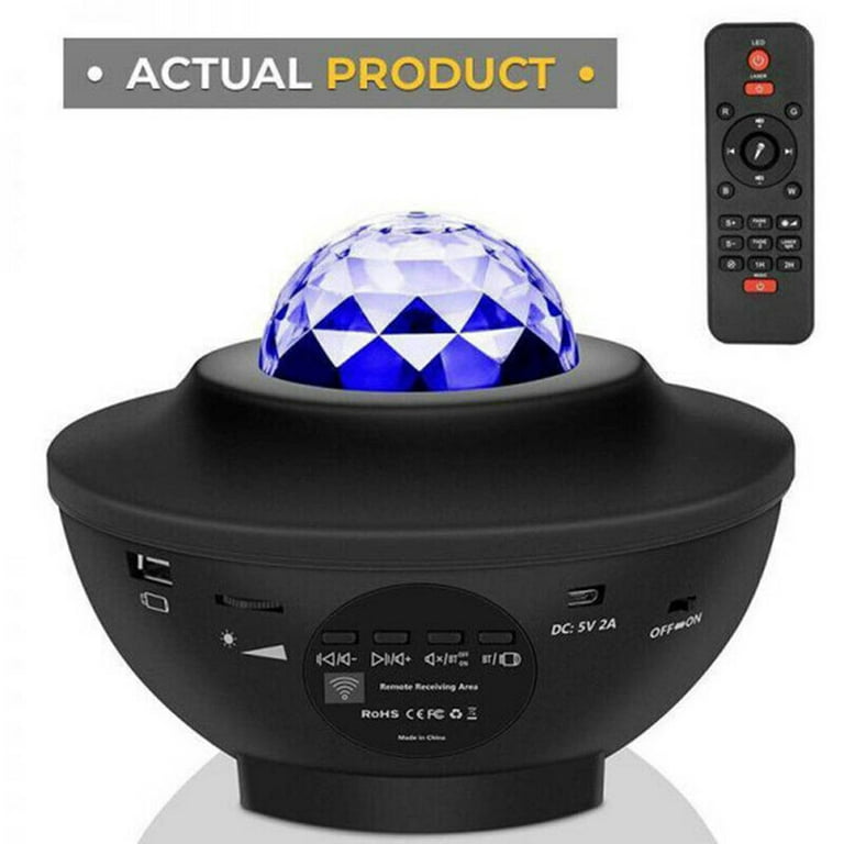 USB Galactic Starry Night Lamp with Music Voice Bluetooth5.2 Remote Control  Water Wave LED Projector 