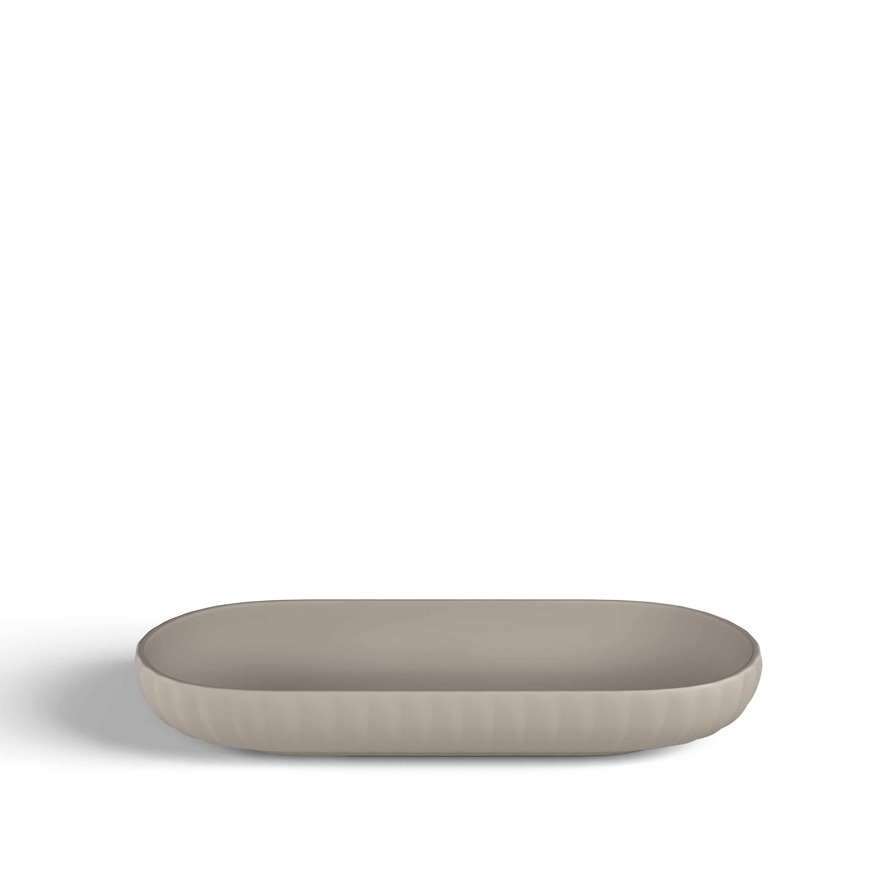 Beautiful Fluted Stoneware Bath Accessories 3-Piece Set by Drew Barrymore, Porcini Taupe