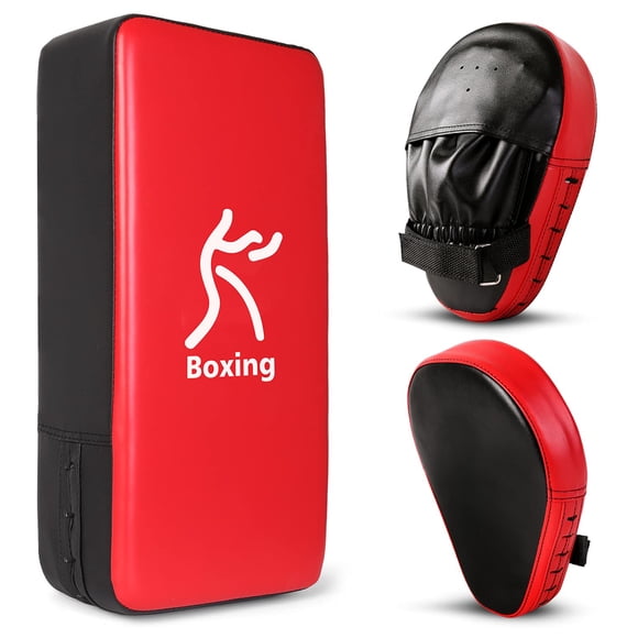Juego de guantes de boxeo Odoland Kick Pad, color negro y rojo