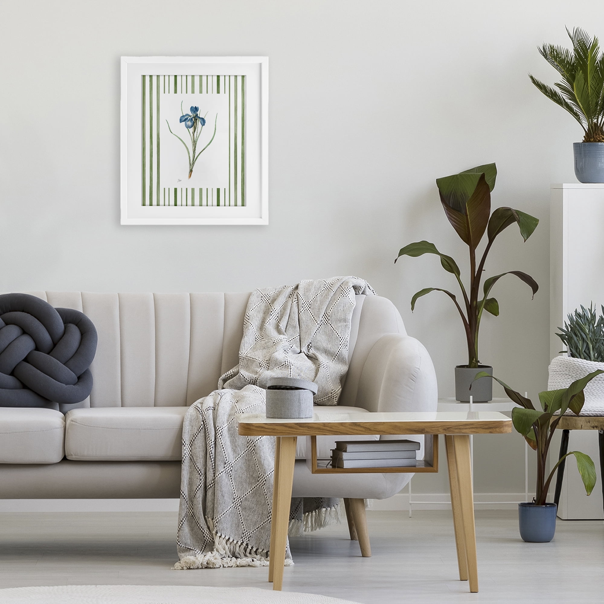 Stupell Industries Spring Iris And Stripes White Framed Print Under Glass, design by Nan
