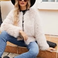 thumbnail image 6 of BiZtdJrK Todays Daily Sales Clearance Women Faux Fur Jacket Cropped Shaggy Fuzzy Teddy Jackets 2025 Winter Fashion Long Sleeve Open Front Cardigan Coats Beige 3XL, 6 of 9