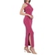 thumbnail image 4 of Vestido de cóctel sin mangas con cuello halter para mujer Hobemty, con abertura en el dobladillo, vestido maxi ajustado 2XL en rojo rosa, 4 of 5