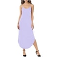 thumbnail image 2 of Gamivast Slip Dress for Women Adjustable Strap Loose Scoop Neck Sleeveless Beach Dresses Midi Dress Side Split Solid Cami Summer Holiday Layering, 2 of 7