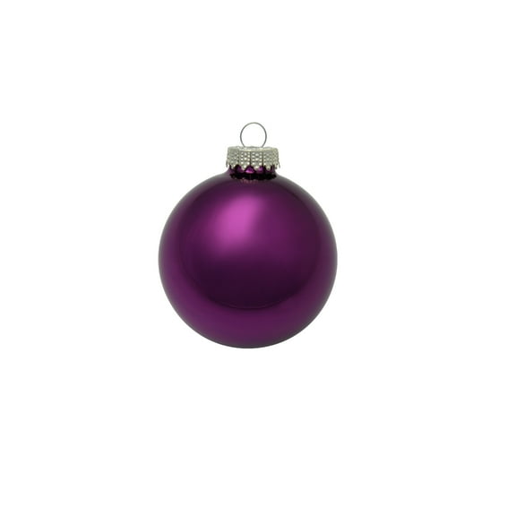 Whitehurst Petite Shiny Finish Glass Christmas Ball Ornaments - 1.25" (30mm) - Purple - 40ct