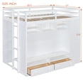 thumbnail image 2 of Harper & Bright Designs Full Size Loft Bed with LED Lights, Solid Wood Loft Beds with Drawers and Shelves, High Loft Bed with TV Cabinet and Wardrobe, White, 2 of 16
