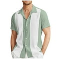 thumbnail image 2 of Men's Vintage Bowling Shirt Short Sleeve Button Down Summer Beach Shirts Green M, 2 of 6