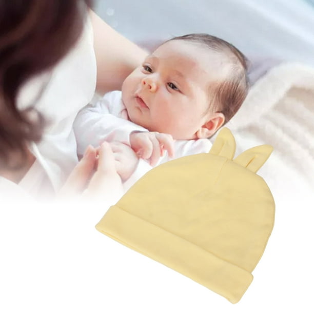 Gorro De Bebé, Gorro De Bebé Recién Nacido Cálido De Algodón Suave, Color Brillante, Alta Elasticidad, Amarillo Para El Hogar