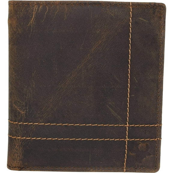 CAZORO Vintage Leather Slim Hipster Bifold Wallets for Men Large Bifold Wallet- RFID Protection Logo