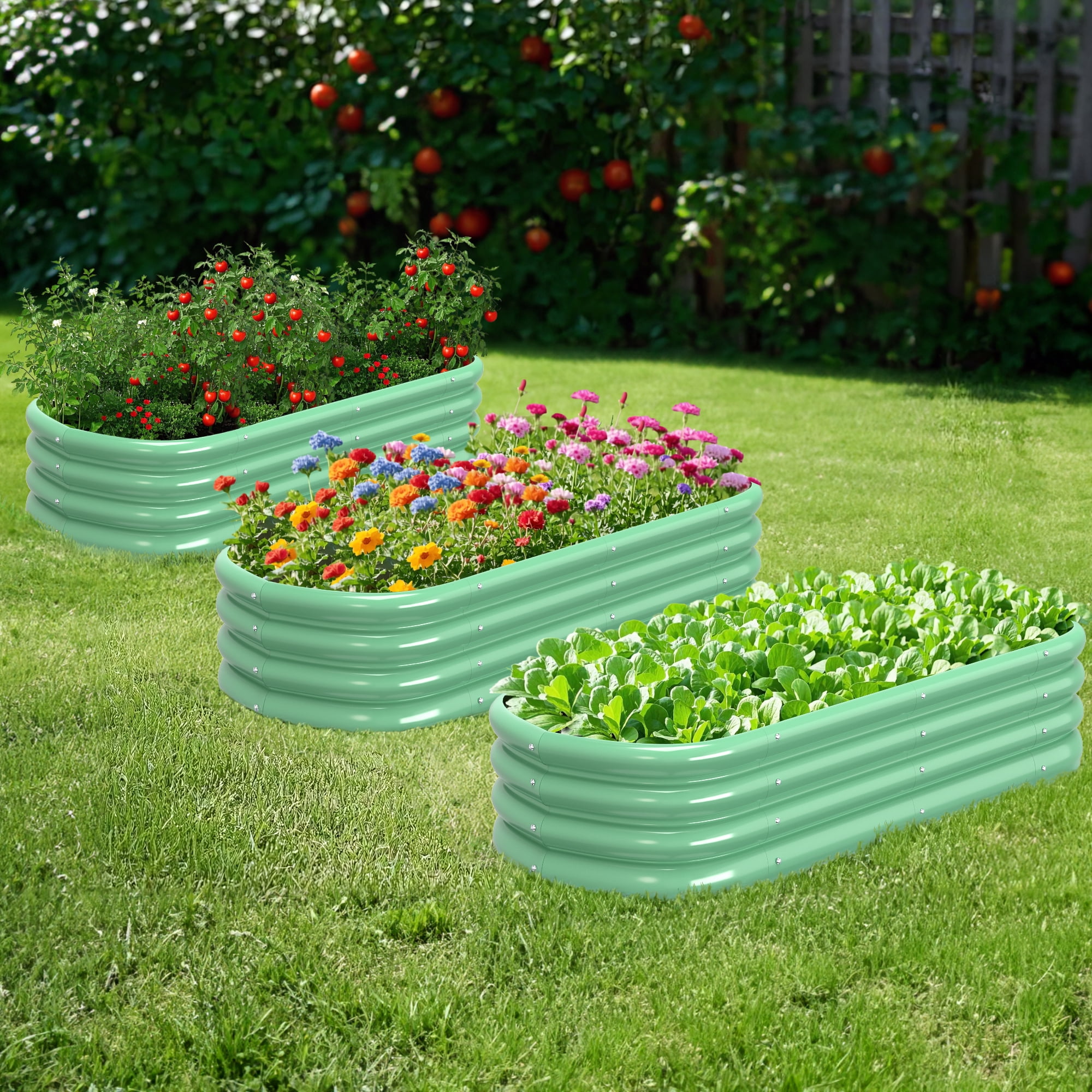 Galvanized Raised Garden Beds Outdoor 4×2×1ft UNTIMATY Metal Raised Garden Bed for Gardening Gifts, Galvanized Steel Planter Box for Vegetables, Green