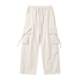 thumbnail image 5 of Smsaxvxz Men's Baggy Cargo Pants Trendy Casual Elastic Waist Drawstring Loose Fit Joggers Pant with Pockets Beige XL, 5 of 8