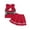 Red, variant on lnmuld Cheerleading 2 Piece Outfit Sleeveless Patch Top Striped Pleated Skirt for Performance Party,2-3 Years