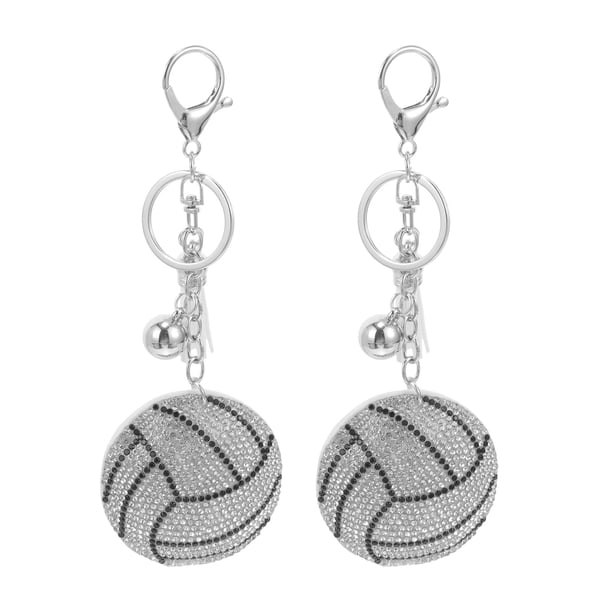 2 llaveros de voleibol: llaveros de voleibol con diamantes de imitación, accesorios para bolsos, llavero deportivo con colgante para mochilas.