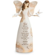 Pavilion Gift Company - Light Your Way Every Day - God, Grant me the Serenity Floral Butterfly Angel Figurine Holding Doves 9"