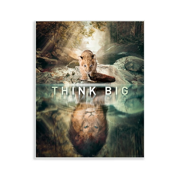 Stupell Industries Think Big Lion & Cub Animals Painting Unframed Art Print Wall Art, 11 x 14