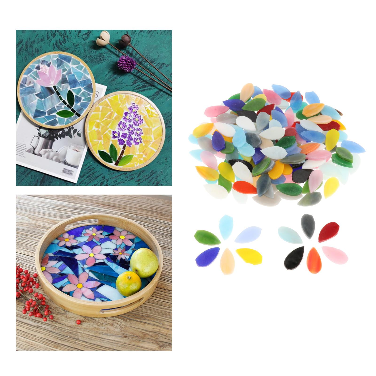 Milageto 2X 150Pack Water Drop Mosaic Tiles Flower Leaves for Flowerpots Cups Decoration
