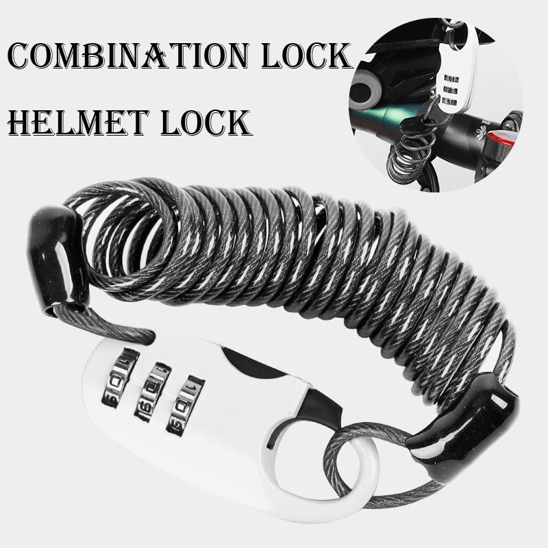 Universal Motorcycle Helmet Lock 4 Digits Combination w/ Spring Chain Lanyard 1x