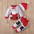 thumbnail image 2 of Odeerbi Christmas Boys Girls Outfit Newborn Infant Cute Three Piece Set Winter Christmas Suit With Hat Gray, 2 of 9