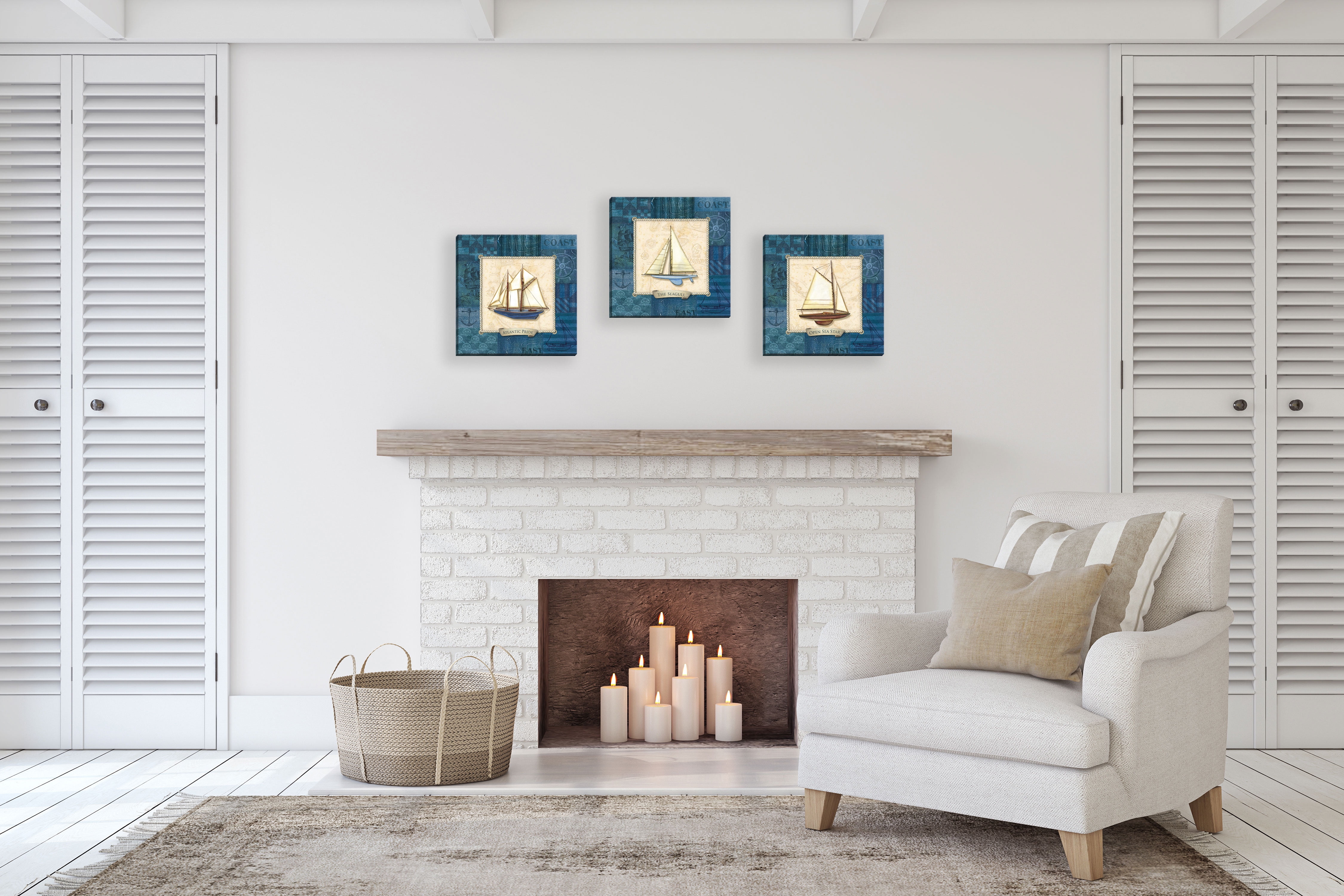 Gango Home Decor Sailing Themed Nautical Ocean Decor Three