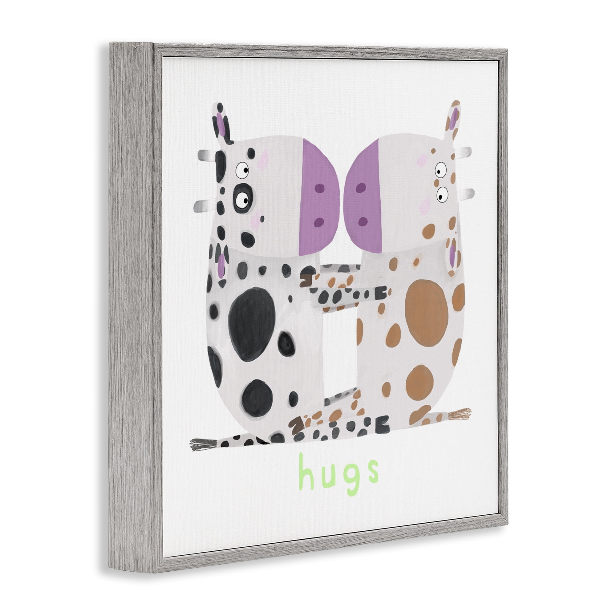 Stupell Industries Cow Hugs Symmetry Gray Framed Giclee Art, design by Carla Daly