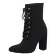 thumbnail image 1 of NECHOLOGY Botas Mujer Adulto Femenino Zapatos Botines para mujer Europa y los Unidos comercio exterior grueso con tacones cómodo transpirable vuelo tejido malla botas botines (Black, 10), 1 of 7