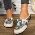 thumbnail image 2 of Rokment Women's Bohemian Ethnic Mules Dress Slides Sandals Beach Summer Vintage Casual Closed Toe Wedge Low Heels Comfortable Walking Half Slippers Clogs for Wide Width Blue Size 9.5, 2 of 7