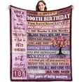 thumbnail image 1 of LHSHID 100th Birthday Gifts for Women Blanket 100th Birthday Decorations Best Gifts for 100 Year Old Woman Happy Birthday Gifts for Mom Wife Grandma Turning 100 Gift Soft Cozy Throw Blanket 60"x80", 1 of 7