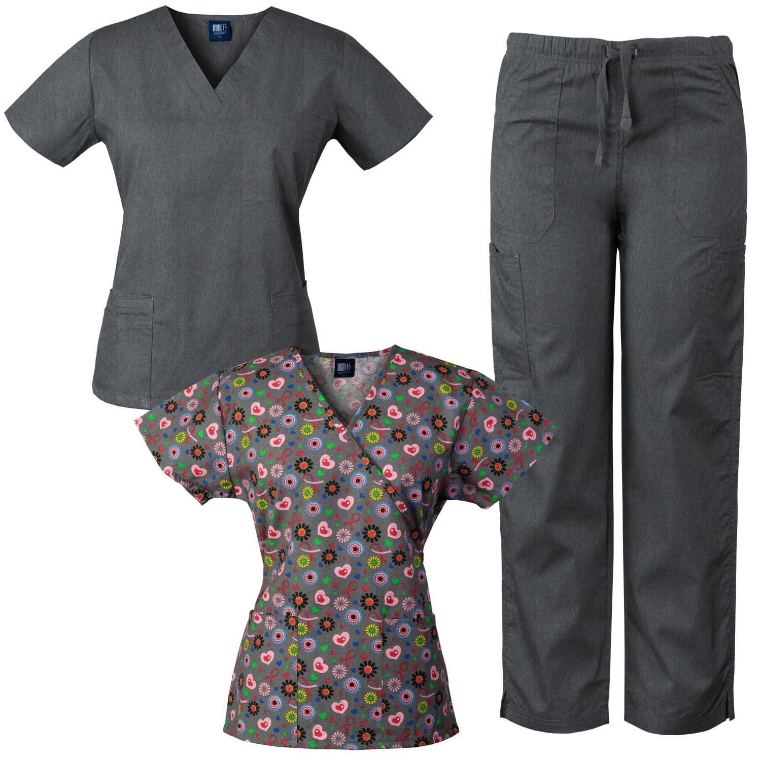 Download Medgear - Medgear Womens Scrub Set and Mock-Wrap Print Top Combo Medical Uniform - Walmart.com
