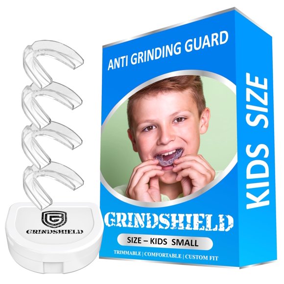 Protector Bucal GRINDSHIELD para Niños, Talla Pequeña, Ajuste Personalizable, 4 Unidades