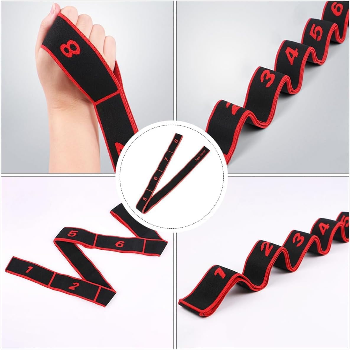 Fitness Resistance Bands, 8-Section Adjustable Exercise Bands, Number Stretch Resistance Band with Clear Markings for Full Body Shaping