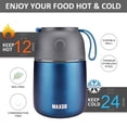 thumbnail image 2 of Bobike Insulated Thermo Food Jar for Kids 17 oz Soup Thermal Containers with Spoon Dark Blue, 2 of 6