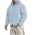 thumbnail image 5 of hopeusnice Men's Slim Fit Full Zip Up Hoodie Sweatshirt Stand Collar Long Sleeve with Zipper Pockets Basic Jackets Coats Light Blue M, 5 of 5