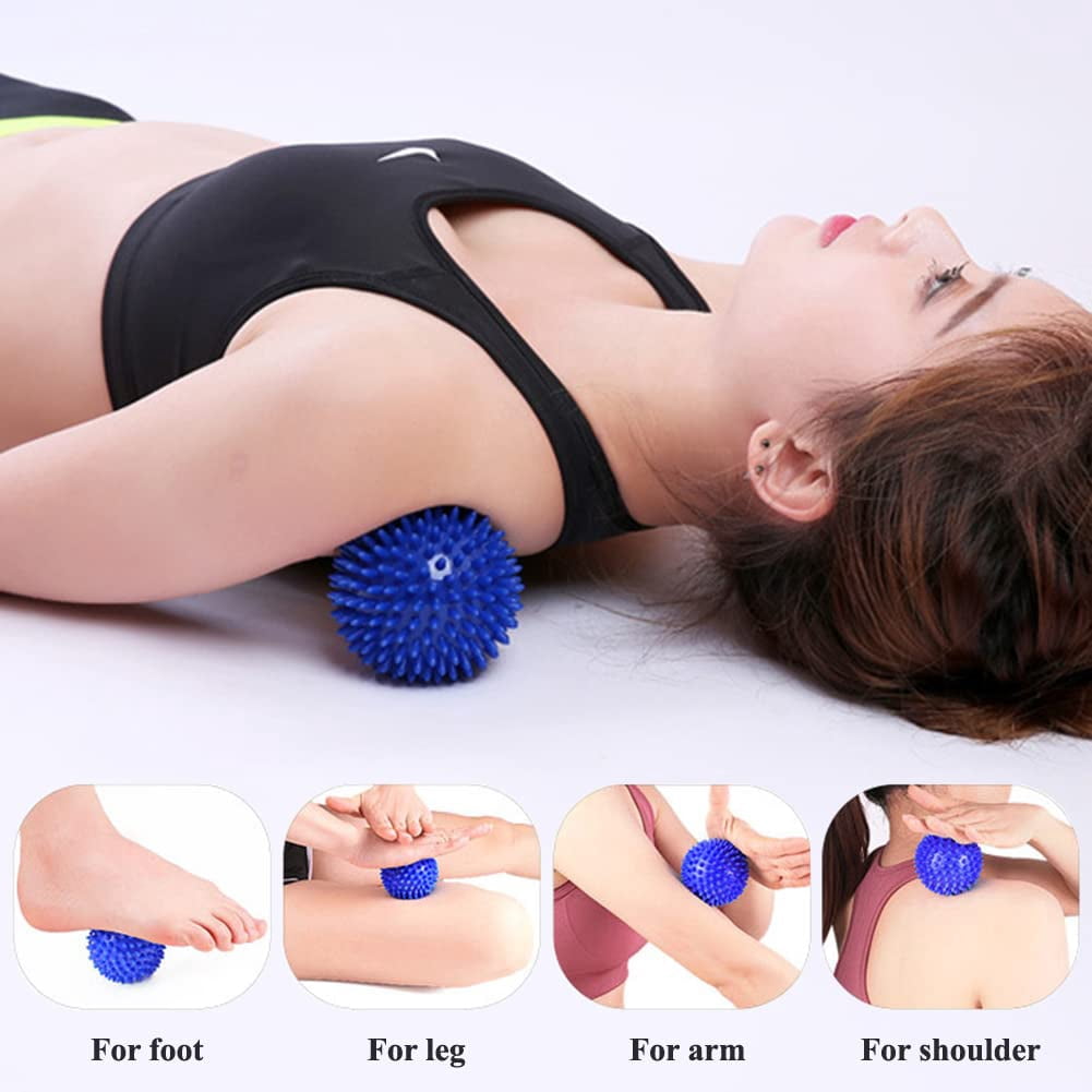 Foot Massage Roller and Spiky Ball Therapy Set,Manual Foot Massager for Plantar Fasciitis,Heel & Foot Arch Pain,Trigger Point Therapy, Muscle Recovery (Yellow)